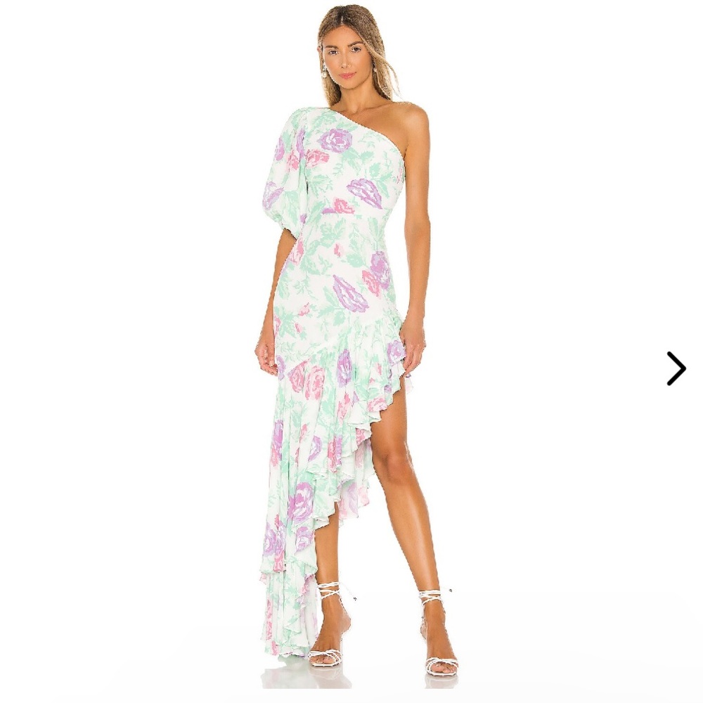 Lovers + Friends size xs MARCELA MAXI‎ floral asymmetrical one shoulder dress